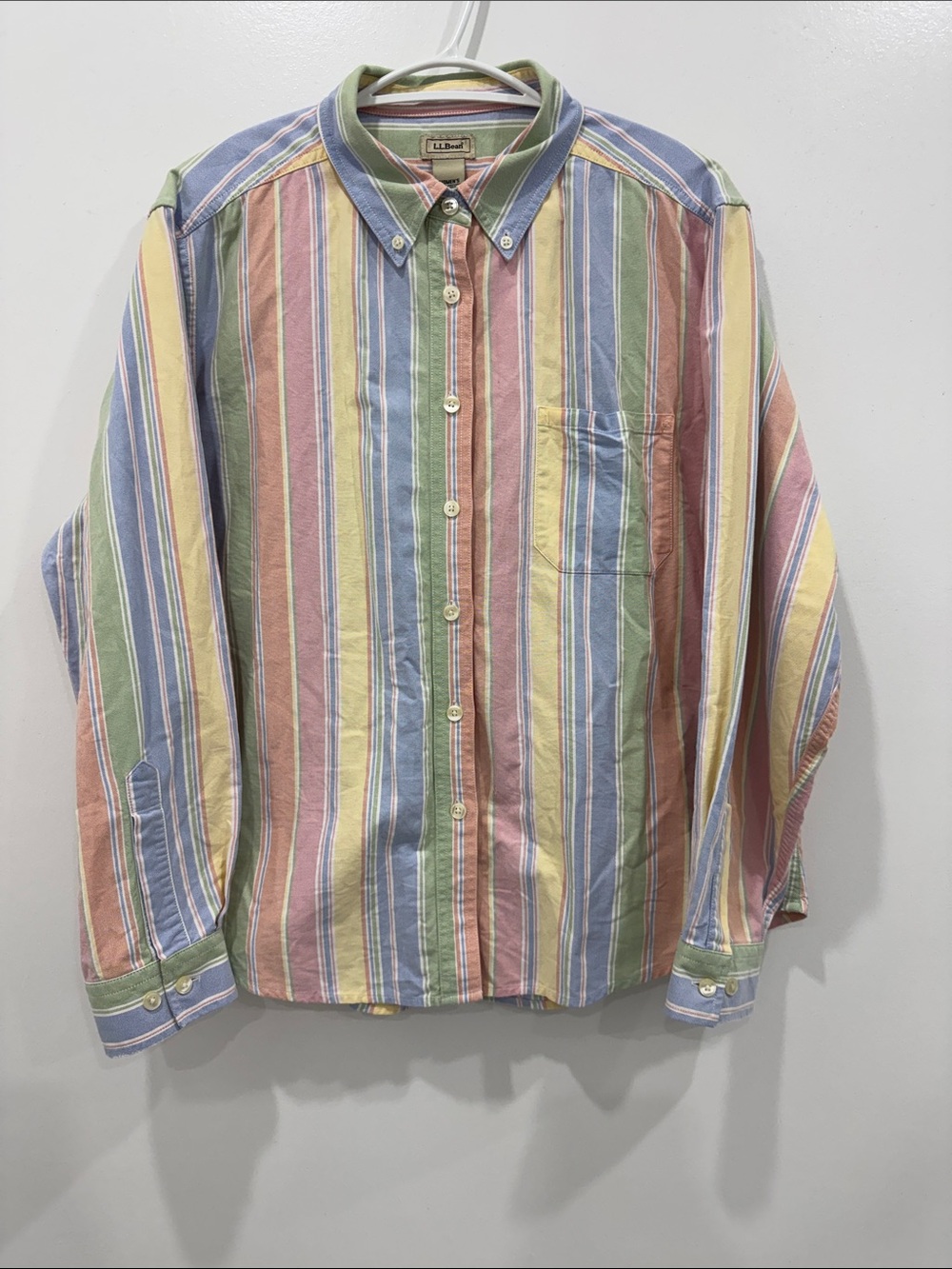 L.L.Bean Women’s Petite LG Multicolor Striped 100% Cotton Button Down Shirt
